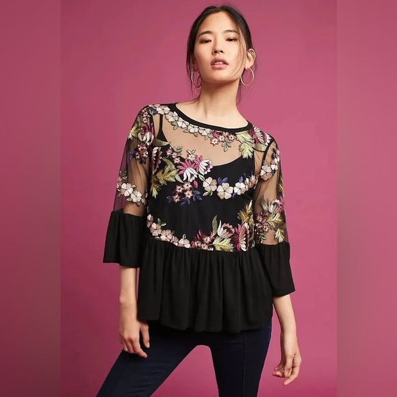 Anthropologie Tops - Anthropologie Eri + Ali ornate floral embroidery top